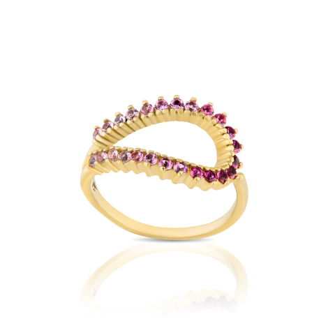 Anel Stack Mini Prata com Safiras