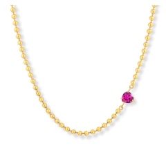 Colar Bolas Coração Lateral 7mm - comprar online