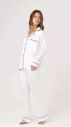 Pijama Camisero de Sedita Málaga Blanco - comprar online