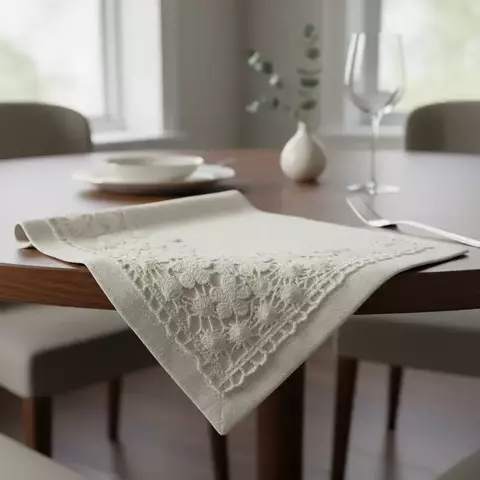 Servilletas De Tela Tusor Premium Puntilla Elena