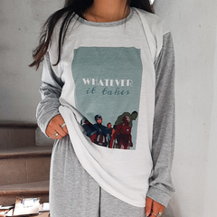 Pijama invierno personalizado gris