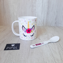 Taza y cuchara personalizadas