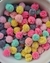 Pompom malha 15mm candy color com cinza – 50 unidades