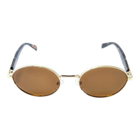 Óculos de Sol Oval Koom Florescer - Dourado com Lente Marrom