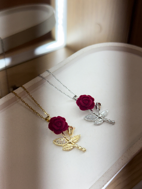 COLAR ROSA - ROSA EM VELUDO - comprar online