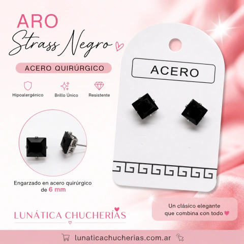 Aro strass negro engarzado AQ