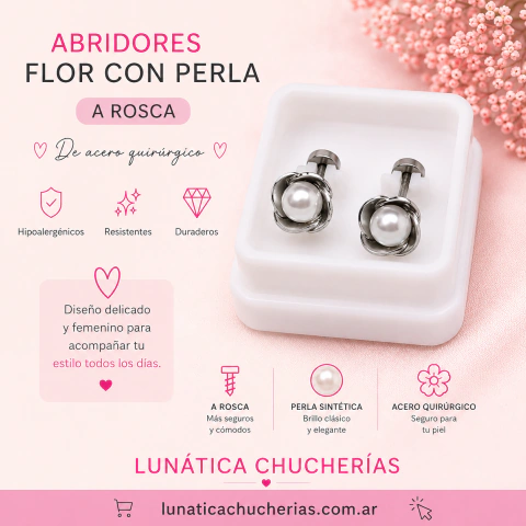 Abridores flor con perla a rosca AQ