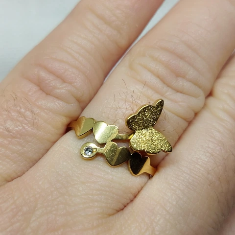 Anillo de acero dorado #18