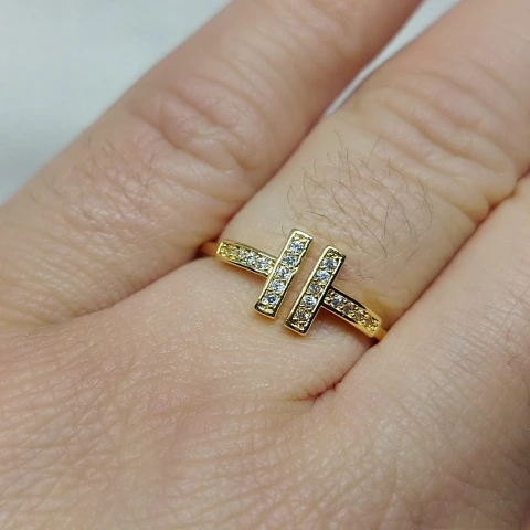 Anillo extensible, bronce con baño doradox2