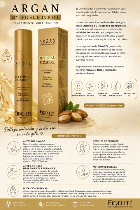Óleo de argán, travel size, 10 ml. Fidelité.