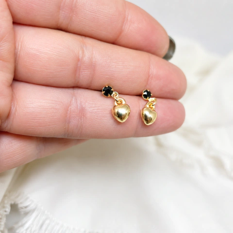 Abridores colgante negro con corazón acero dorado