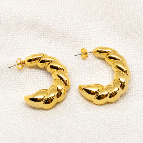 Aros argolla trenzada dorado
