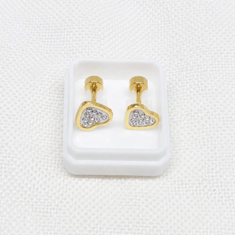 Abridor corazón strass acero dorado