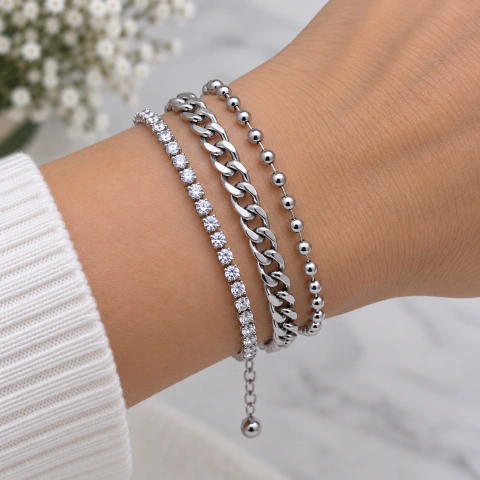 Pulsera de acero quirúrgico triple