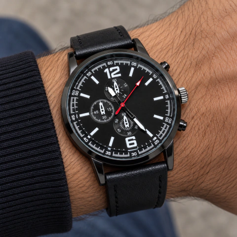 Reloj malla eco cuero negro