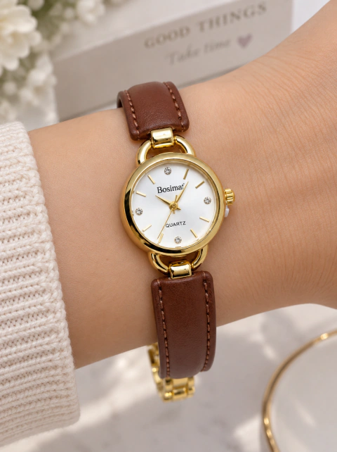 Reloj malla combinada chocolate