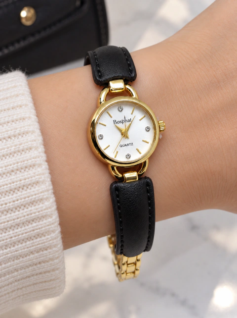 Reloj con malla combinada negro