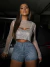 Cropped Tela de Strass Branco