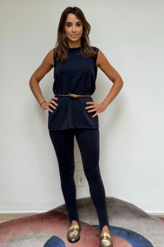 Legging Lurex Mole Marinho