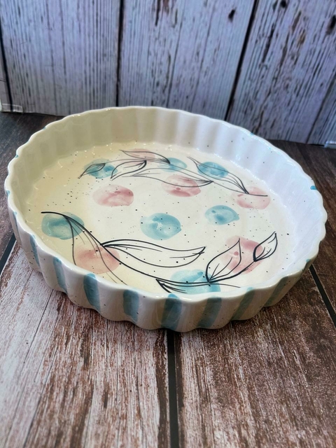 Tartera Redonda Flowers Cerámica Artesanal