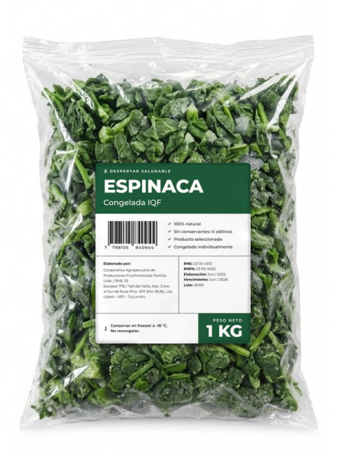 Espinaca trozada congelada x 1 kg (Paquete)