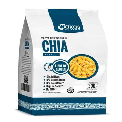 Fideos Fusilli Multicereal sin tacc Chia x 300 gr (Wakas)