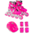 Patins Ajustável 4 Peças Feminino Rosa