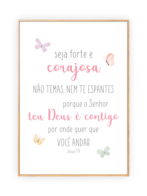 Quadro Infantil Bíblico - Seja Forte e Corajoso - Josué 1:9