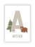 Quadro Infantil Bosque - Nome e Inicial - Aluria Kids| Quadros Infantis 