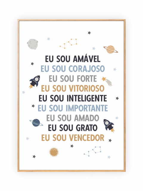 Quadro Infantil - Palavras de Afirmação - Espacial