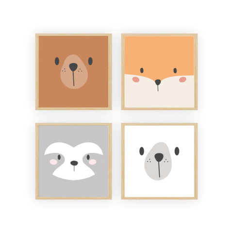 Kit de quadros - Carinhas de animais 