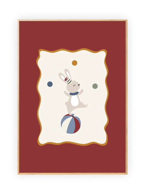 Quadro Infantil Circo - Coelho Malabarista
