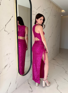 VESTIDO HILARY LENTEJUELAS FUCSIA - Nina Na House