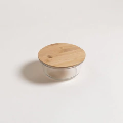 TUPPER DE VIDRIO REDONDO CON TAPA 590ML
