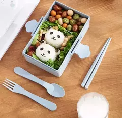 VIANDA INFANTIL CON CUBIERTOS CONEJO Y OSO en internet
