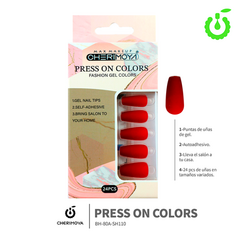 PRESS ON COLORS CHERIMOYA 24PCS COFFIN/CUADRADO/ALMENDRA