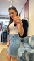 Saia Jeans Secretaria Moda Jovem C/Cinto Cordão - comprar online