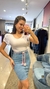 Saia Jeans Secretaria Moda Jovem C/Cinto Cordão
