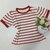 Blusa T- Shirt Feminina Adulto Listrada Manga Curta - loja online