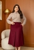 Saia Midi Linho Feminina C/Bolsos Adulto - Vitoria Modas Evangélica
