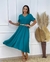 Vestido Social Midi Duna Manga Curta Premium Azul na internet