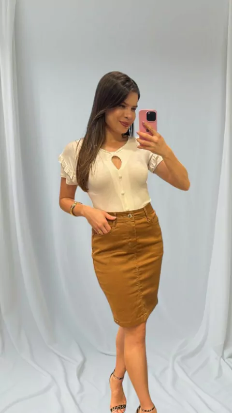 Saia De Sarja Secretária Color Moda Evangélica