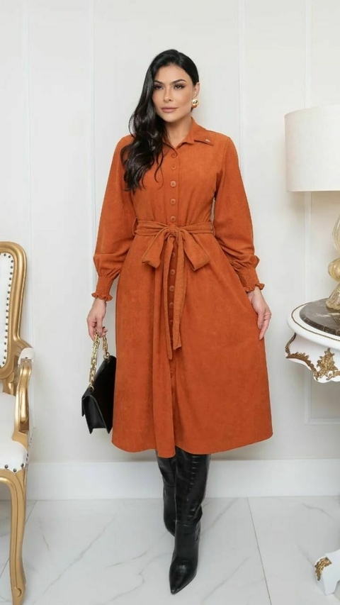 Vestido Midi de Veludo Cotelê - comprar online