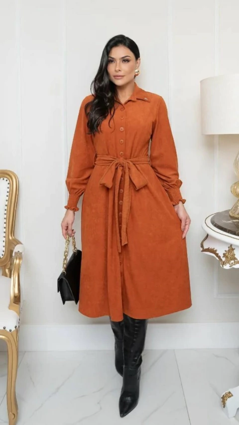 Vestido Midi de Veludo Cotelê - comprar online