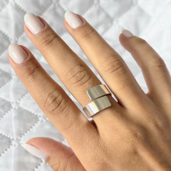 Anel Regulável 2 Pontas Quadradas Semijoia Prata na internet