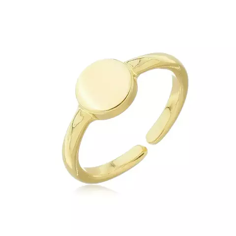 Anel com Detalhe Redondo Liso Regulável Semijoia Ouro 18K