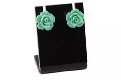 Brinco Flor Resina Verde Prata 925