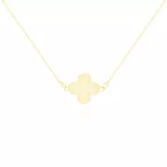 Colar Trevo com Riscos Semijoia Ouro 18K