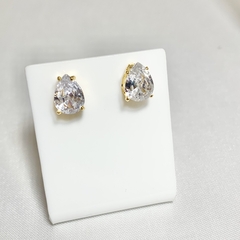 Brinco Gota Zircônia Cristal Semijoia Ouro 18K - comprar online