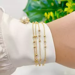 Pulseira com Bolinhas Intercaladas Semijoia Ouro 18K - Zózima Joias